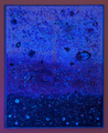 Mary Bauermeister, Nur-Blau (black light), 2015, Casein tempera and phosphorescent paint on canvas, 200 x 160 cm, Photo: setform.de, 