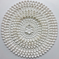 Alexei Kostroma, NANO 547, 2014, Invisible nano colour on eggshells, laser cut on canvas, 100 x 100 x 7 cm, Photo: Archive, 