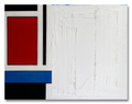 Caro Jost, STREETPRINT BABALU, red #1, 2016, Epoxy, oil, synthetics, streetprint on canvas, 46 x 61 x 7 cm, Photo: Archive, 