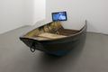 Christoph Rütimann, Venedig im Boot - Berlin, 2010, Boat (Flieger),monitor, speaker, 640 x 180 x 75 cm, Unique, Photo: Marcus Schneider, 