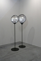Adolf Luther, Stehlinse (Lens on metal foot), 1978, Concave mirror, semitransparent, synthetic framework, steel pole with foot, ∅ ca. 60 cm and ∅ ca. 50 cm, height variable, max. 240 cm, Photo: Archive, 