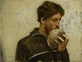 Manuele Cerutti, L’uomo che mangiava pietre, 2011, Oil on canvas, 18 x 24 cm, Photo: Cristina Leoncini, 